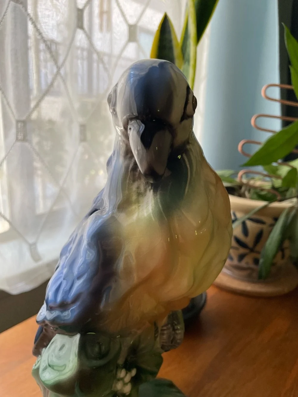 Vintage Italian Ceramic Porcelain Majolica? Parrot Bird Statue Figure 12